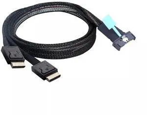 PCI-E5.0 MCIO SFF-8654 8I 74P to 2X Oculink SAS SFF-8611 4I Server Adapter Cable (1m) PCI-E5.0 MCIO SFF-8654 8I 74P to 2X Oculink SAS SFF-8611 4I Server Adapter Cable (1m)