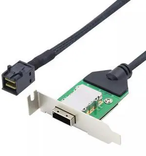 Mini SAS SFF-8643 Host to SAS SFF-8088 Female with Low Bracket Adapter Cable 100CM Mini SAS SFF-8643 Host to SAS SFF-8088 Female with Low Bracket Adapter Cable 100CM