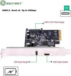 PCIE3.0 To USB3.2 Type-c 20G Data Transfer and 20W Quick Charge USB-C controller Card PCIE3.0 To USB3.2 Type-c 20G Data Transfer and 20W Quick Charge USB-C controller Card