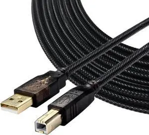 WISDUM Printer Cable,25ft High Speed Gold-Plated Nylon Braided USB Type A Male to B Male for HP, Canon, Lexmark, Epson, Dell, Xerox, Samsung etc WISDUM Printer Cable,25ft High Speed Gold-Plated Nylon Braided USB Type A Male to B Male for HP, Canon, Lexmark, Epson, Dell, Xerox, Samsung etc