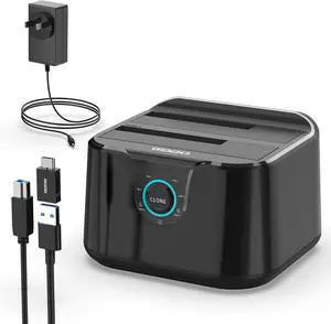 USB 3.0 to SATA III Mini Dual Bay External Hard Drive Docking Station for 2.5/3.5 inch HDD SSD,Support Offline Clone,Hot Pluggable,with USB C Adapter,UASP USB 3.0 to SATA III Mini Dual Bay External Hard Drive Docking Station for 2.5/3.5 inch HDD SSD,Support Offline Clone,Hot Pluggable,with USB C Adapter,UASP