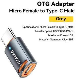 Essager USB 3.0 OTG Adapter, Type-C / USB-A / Micro USB / Lightning Converter, 5A Fast Charging & 5Gbps Data Transfer, Plug & Play OTG Connector for Smartphone, Tablet, USB Drive, Keyboard Essager USB 3.0 OTG Adapter, Type-C / USB-A / Micro USB / Lightning Converter, 5A Fast Charging & 5Gbps Data Transfer, Plug & Play OTG Connector for Smartphone, Tablet, USB Drive, Keyboard