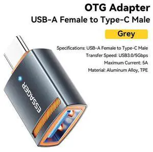 Essager USB 3.0 OTG Adapter, Type-C / USB-A / Micro USB / Lightning Converter, 5A Fast Charging & 5Gbps Data Transfer, Plug & Play OTG Connector for Smartphone, Tablet, USB Drive, Keyboard Essager USB 3.0 OTG Adapter, Type-C / USB-A / Micro USB / Lightning Converter, 5A Fast Charging & 5Gbps Data Transfer, Plug & Play OTG Connector for Smartphone, Tablet, USB Drive, Keyboard