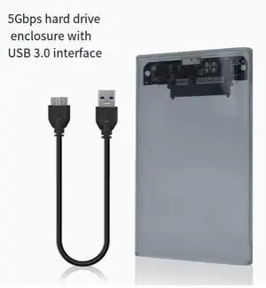 USB 3.0 Gray 2.5" Hard Drive Enclosure SATA to USB 3.0 External SSD/HDD Case for 7mm/9.5mm Laptop Drives, Tool-Free, Plug-and-Play USB 3.0 Gray 2.5" Hard Drive Enclosure SATA to USB 3.0 External SSD/HDD Case for 7mm/9.5mm Laptop Drives, Tool-Free, Plug-and-Play