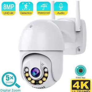 4K WiFi PTZ Security Camera 8MP, iCSee, Spotlight, Color Night Vision, IP66, H.265, Two-Way Audio, Motion Detection 4K WiFi PTZ Security Camera 8MP, iCSee, Spotlight, Color Night Vision, IP66, H.265, Two-Way Audio, Motion Detection