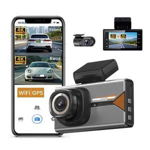 4K+4K Dual Channel Dash Cam, Front+Rear Dual 4K Recording 2160p Ultra HD, GPS Trajectory, WiFi APP Control, 3.0" IPS Display, G-Sensor, Loop Recording 64GB Card Included 4K+4K Dual Channel Dash Cam, Front+Rear Dual 4K Recording 2160p Ultra HD, GPS Trajectory, WiFi APP Control, 3.0" IPS Display, G-Sensor, Loop Recording 64GB Card Included