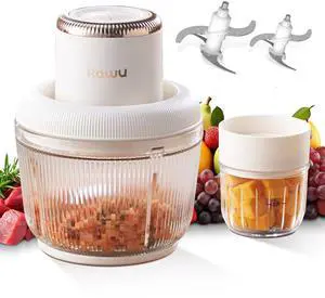 KawuFood processor, electric food chopper, vegetable and meat grinder, blender, 2L glass transparent bowl