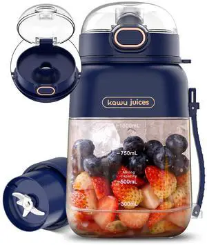Kawu Portable Electric Juicer, USB Rechargeable Portable Blender, Mini Juicer for Smoothies, Blue