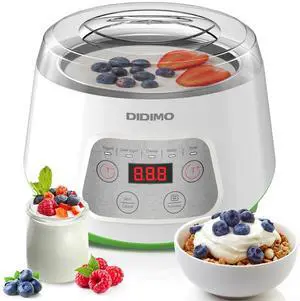DIDImo,Yogurt maker, Greek yogurt maker, with 304 stainless steel inner pot and filter, with digital display and controller, can make yogurt, Greek yogurt, rice wine