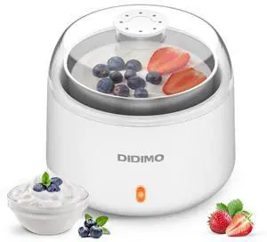 DIDImo Yogurt Maker, 1L, 304 Stainless Steel Interior, Low Energy Consumption and Noise, White