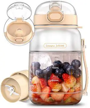Kawu Portable Electric Juicer, USB Rechargeable Portable Blender, Mini Juicer for Smoothies, whit