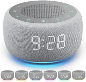 Eyesoul Sound Machine & Alarm Clock 2-in-1, 18 Soothing Sound, 7 Night Light, Sleep Timer, Precise 30-Level Volume Control White Noise Machine