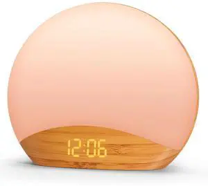 Eyesoul Wood Grain Sunrise Alarm Clock and Sound Machine Nightlight, Digital Dimmable Clock for Bedroom, 26 Sleep Sounds, White Noise Machine for Baby, Adults, Wake Up Light Alarm Clock for Kids