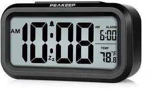 Eyesoul Night Light Digital Alarm Clock Battery Operated with Indoor Temperature, Desk Small Clock (Black) Eyesoul Night Light Digital Alarm Clock Battery Operated with Indoor Temperature, Desk Small Clock (Black)