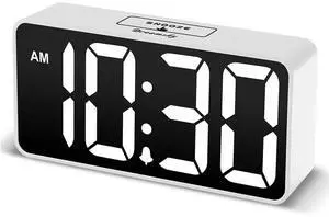 Eyesoul Small Digital Alarm Clock for Bedroom, Large Big Numbers Display with Brightness Dimmer, Electric Bedside Desk Clock with USB Charging Port, Adjustable Alarm Volume, USB-C Adapter Powered