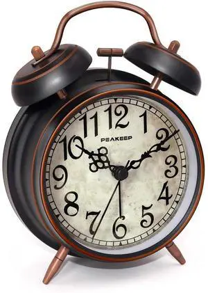 Eyesoul Retro 4.5 inches Battery Operated Twin Bell Loud Alarm Clock (Black with Arabic)