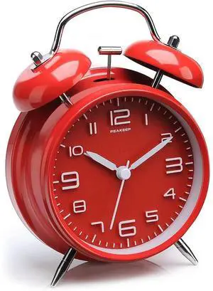Eyesoul 4.5 Inches Twin Bell Loud Alarm Clock for Heavy Sleerpers, Backlight, Battery Operated Old Fashioned Alarm Clock for Bedrooms (3D-Dial, Red) Eyesoul 4.5 Inches Twin Bell Loud Alarm Clock for Heavy Sleerpers, Backlight, Battery Operated Old Fashioned Alarm Clock for Bedrooms (3D-Dial, Red)