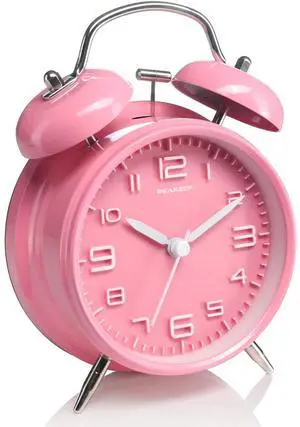 Eyesoul 4 Inches Twin Bell Loud Alarm Clock for Heavy Sleepers Kids, Battery Operated Old Fashioned Alarm Clock (3D-Dial, Pink) Eyesoul 4 Inches Twin Bell Loud Alarm Clock for Heavy Sleepers Kids, Battery Operated Old Fashioned Alarm Clock (3D-Dial, Pink)