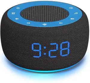 Eyesoul Sound Machine & Alarm Clock 2-in-1, 0-100% Clock Face Brightness, Bottom Colored Light, Sleep Timer, Precise 30-Level Volume Control White Noise Machines