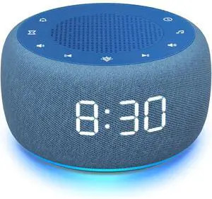 Eyesoul Sound Machine & Alarm Clock 2-in-1, 0-100% Clock Face Brightness, Bottom Colored Light, Sleep Timer, Precise 30-Level Volume Control White Noise Machine - Twilight
