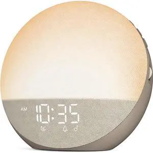 Eyesoul Sunrise Alarm Clock White Noise Machine: Natural Wake Up Light - Dimmable Clock with Bluetooth Speaker for Bedroom - 25 Sleep Sounds for Baby Adults Kids Cocoa