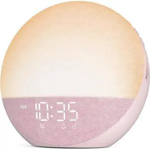 Eyesoul Sunrise Alarm Clock White Noise Machine: Natural Wake Up Light - Dimmable Clock with Bluetooth Speaker for Bedroom - 25 Sleep Sounds for Baby Adults Kids Sakura Pink