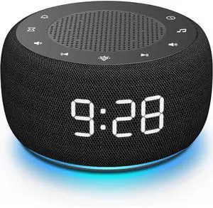 Eyesoul Sound Machine & Alarm Clock 2-in-1, 0-100% Clock Face Brightness, Bottom Colored Light, Sleep Timer, Precise 30-Level Volume Control White Noise Machine