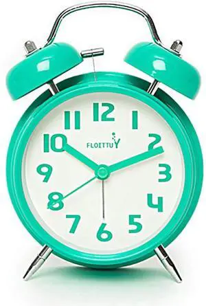 Eyesoul {Loud Alarm for Deep Sleepers) 4'' Twin Bell Alarm Clock with Backlight for Bedroom and Home Decoration (Mint Green) Eyesoul {Loud Alarm for Deep Sleepers) 4'' Twin Bell Alarm Clock with Backlight for Bedroom and Home Decoration (Mint Green)