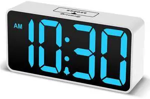 Eyesoul Small Digital Alarm Clock for Bedroom, Large Big Numbers Display with Brightness Dimmer, Electric Bedside Desk Clock with USB Charging Port, Adjustable Alarm Volume, USB-C Adapter Powered