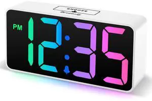 Eyesoul Super Loud Alarm Clock for Heavy Sleepers - RGB Small Digital Clock for Kids Bedroom Bedside Nightstand, Electric Desk Clock with Large Number, Dimmer, Adjustable Volume, USB-C Powered
