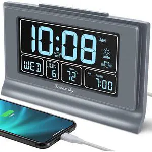 Eyesoul Digital Alarm Clock with Battery Backup, 5 Inch Large Display, Auto Set Clock, USB Charging Ports, 12/24H Eyesoul Digital Alarm Clock with Battery Backup, 5 Inch Large Display, Auto Set Clock, USB Charging Ports, 12/24H