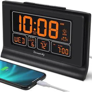 Eyesoul Digital Alarm Clock with Battery Backup, 5 Inch Large Display, Auto Set Clock, USB Charging Ports, 12/24H Eyesoul Digital Alarm Clock with Battery Backup, 5 Inch Large Display, Auto Set Clock, USB Charging Ports, 12/24H