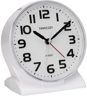 Eyesoul 4.5" No Ticking Analog Alarm Clock,Silent Readable for Seniors,Easy to Set,Gradual Rise Alarm,Big Numbers,On/Off Switch on Side,Gentle Wake,Snooze Soft Backlight,Battery Operated,White Eyesoul 4.5" No Ticking Analog Alarm Clock,Silent Readable for Seniors,Easy to Set,Gradual Rise Alarm,Big Numbers,On/Off Switch on Side,Gentle Wake,Snooze Soft Backlight,Battery Operated,White