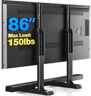 Eyesoul Table Top TV Stand with Height Adjustable TV Legs, TV Stands Base with Cable Management for Most 37 to 86 Inch Flat or Curved TVs, Steel TV Feet Holds up to 150 lbs, Max VESA 800x600mm, Black
