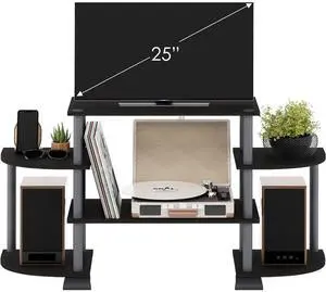 Eyesoul Turn-N-Tube Rounded Corner TV Entertainment Center, Black/Grey