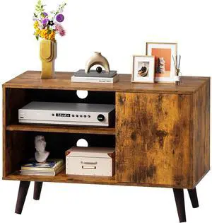 Eyesoul TV Stand for 40 Inch TVs, Small Entertainment Center with Storage Cabinet, Mid-Century Modern TV Stands for Living Room and Bedroom, 32" TV Console, Brown