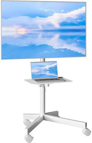 Eyesoul Mobile TV Stand for 23-60 Inch TVs, Rolling TV Stand with Locking Wheels, Adjustable Height, Media Shelf, Max VESA 400x400mm, Holds Up to 88lbs