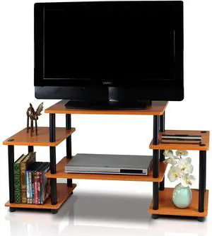 Eyesoul No Tools Tube Entertainment Center, Light Cherry/Black, Square Corner
