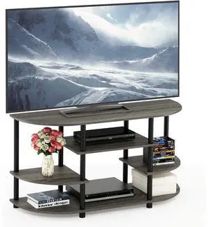 Eyesoul JAYA Simple Design Corner TV Stand, French Oak Grey/Black, 42.04 x 22.75 x 15.55 Inches