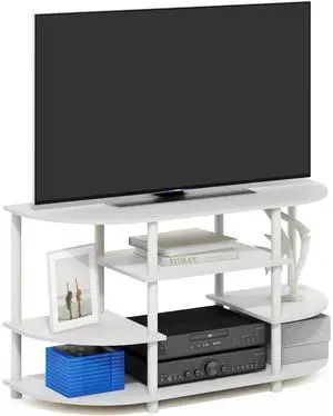 Eyesoul Jaya Simple Design Corner TV Stand, White/White