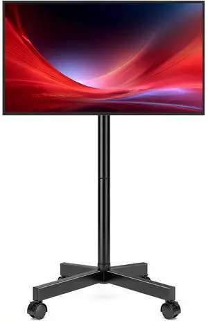 Eyesoul Mobile TV Stand for 23-60 Inch LCD LED Flat/Curved Screen TVs, TV Cart Holds up to 77Lbs, Rolling TV Stand with Tilt and Height Adjustable, Pole TV Floor Stand with Wheels Max VESA 400x400mm