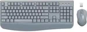 Eyesoul Wireless Keyboard and Mouse Combo,  2.4G Full-Sized Ergonomic Computer Keyboard with Wrist Rest and 3 Level DPI Adjustable Wireless Mouse for Windows, Mac OS Desktop/Laptop/PC(Grey)