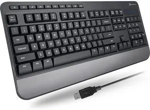 Eyesoul X9 Wired Keyboard - Comfortable Typing - Ergonomic Full Size USB Keyboard with Wrist Rest, Number Pad, Multimedia and 114 Keys - External Computer Keyboard for Laptop, Desktop and Office PC Eyesoul X9 Wired Keyboard - Comfortable Typing - Ergonomic Full Size USB Keyboard with Wrist Rest, Number Pad, Multimedia and 114 Keys - External Computer Keyboard for Laptop, Desktop and Office PC