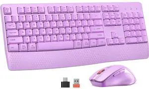 Eyesoul White Wireless Keyboard and Mouse, 2.4G USB Receiver Plug-and-Play, Computer Keyboard with Wrist Support, 3 Level DPI Mouse, Long Time Lasting Battery for PC/Mac/Windows/Laptop, White Eyesoul White Wireless Keyboard and Mouse, 2.4G USB Receiver Plug-and-Play, Computer Keyboard with Wrist Support, 3 Level DPI Mouse, Long Time Lasting Battery for PC/Mac/Windows/Laptop, White