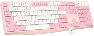 Eyesoul Wireless Keyboard, 2.4G Ergonomic Wireless Computer Keyboard, Enlarged Indicator Light, Full Size PC Keyboard with Numeric Keypad for Laptop, Desktop, Surface, Chromebook, Notebook,PinkWhite Eyesoul Wireless Keyboard, 2.4G Ergonomic Wireless Computer Keyboard, Enlarged Indicator Light, Full Size PC Keyboard with Numeric Keypad for Laptop, Desktop, Surface, Chromebook, Notebook,PinkWhite