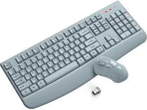 Eyesoul Wireless Keyboard and Mouse Combo, 2.4G Full-Sized Ergonomic Computer Keyboard with Wrist Rest and 3 Level DPI Adjustable Wireless Mouse for Windows, Mac OS Desktop/Laptop/PC(Grey) Eyesoul Wireless Keyboard and Mouse Combo, 2.4G Full-Sized Ergonomic Computer Keyboard with Wrist Rest and 3 Level DPI Adjustable Wireless Mouse for Windows, Mac OS Desktop/Laptop/PC(Grey)