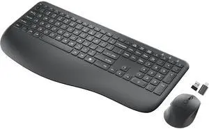 Eyesoul Wireless Keyboard and Mouse Combo, Full-Sized 2.4GHz Comfortable Palm Rest and Optical Wireless Mouse for Windows, Mac OS PC/Desktops/Computer/Laptops(Carbon Black)
