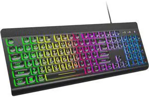 Eyesoul Large Print Backlit Keyboard, Multiple Color Rainbow LED Backlit Large Size USB Wired Computer Keyboard, Full Size Multimedia Keyboard for Windows Desktop, Laptop, PC Eyesoul Large Print Backlit Keyboard, Multiple Color Rainbow LED Backlit Large Size USB Wired Computer Keyboard, Full Size Multimedia Keyboard for Windows Desktop, Laptop, PC