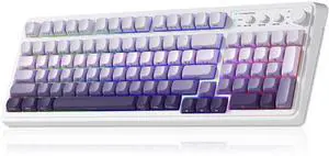 Eyesoul S99 Wireless Keyboard, Tri-Mode Bluetooth/2.4GHz/USB-C Cute Creamy Gaming Keyboard with Number Pad RGB Backlit, Media Knob Custom Computer Keyboards for MAC Xbox PC Gamer - Gradient Purple Eyesoul S99 Wireless Keyboard, Tri-Mode Bluetooth/2.4GHz/USB-C Cute Creamy Gaming Keyboard with Number Pad RGB Backlit, Media Knob Custom Computer Keyboards for MAC Xbox PC Gamer - Gradient Purple