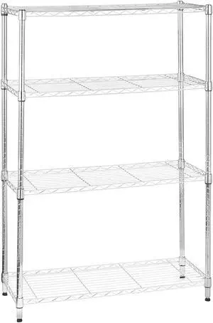 4-Shelf Adjustable Heavy Duty Steel Wire Rack Storage Shelving Organizer for Kitchen, Garage, 36" L x 14" W x 54" H, Chrome Silver